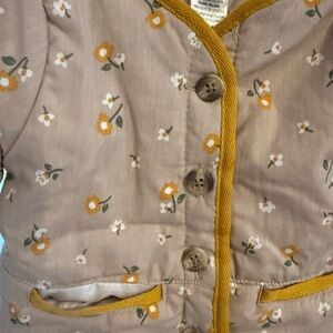 Kids Floral Quilted Jacket with Mustard Trim